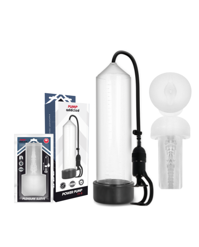 PUMP ADDICTED BOMBA ERECCION RX5 TRANSPARENTE CON MASTURBADOR