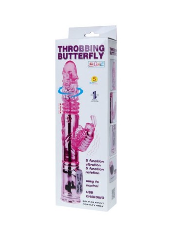 BAILE VIBRADOR RECARGABLE CON ROTACION Y ESTIMULADOR THROBBING BUTTERF
