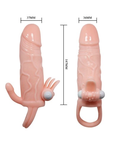 BAILE BRAVE MAN FUNDA PENE ANAL Y CLITORIS VIBRADOR 165 CM NATURAL