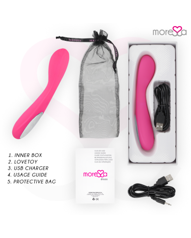 MORESSA DRUSO MASAJEADOR DUO PUNTO G Y SUERO PELVICO PREMIUM SILICONE RECARGABLE