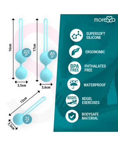 MORESSA OSIAN SET Osian One 51 Gr Osian Two 101 Gr Osian Three 85 gr PREMIUM SILICONA TURQUESA