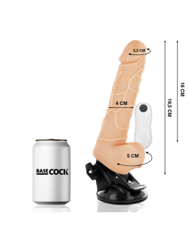 BASECOCK VIBRADOR REALISTICO CONTROL REMOTO NATURAL CON TESTICULOS 195 CM O 4 CM