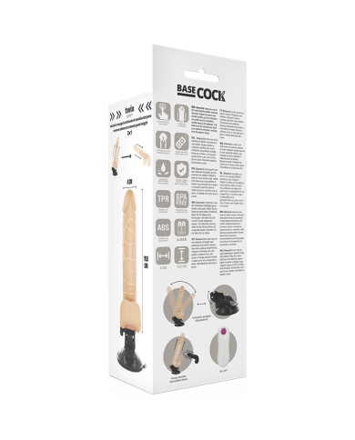 BASECOCK VIBRADOR REALISTICO CONTROL REMOTO NATURAL CON TESTICULOS 195 CM O 4 CM