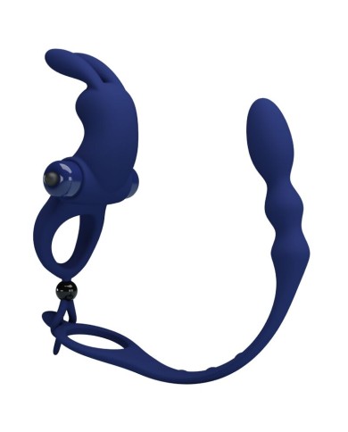 PRETTY LOVE AYAD ANILLO VIBRADOR RABBIT CON PLUG AZUL