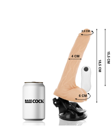 BASECOCK VIBRADOR REALISTICO ARTICULABLE CONTROL REMOTO NATURAL 185 CM O 4 CM