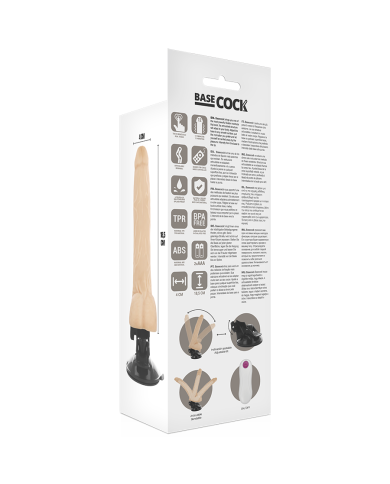 BASECOCK VIBRADOR REALISTICO ARTICULABLE CONTROL REMOTO NATURAL 185 CM O 4 CM