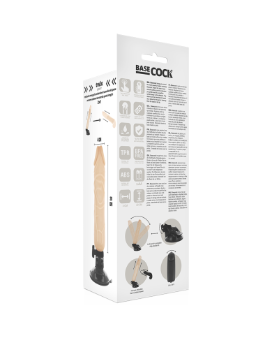 BASECOCK VIBRADOR REALISTICO CONTROL REMOTO NATURAL 20 CM O 4 CM