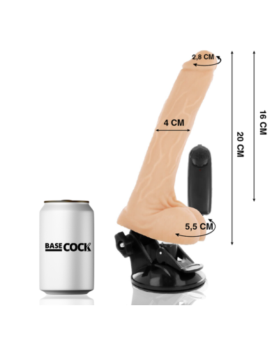 BASECOCK VIBRADOR REALISTICO CONTROL REMOTO NATURAL CON TESTICULOS 20 CM O 4 CM