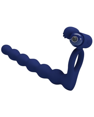 PRETTY LOVE AJMAL ANILLO VIBRADOR CON PLUG AZUL