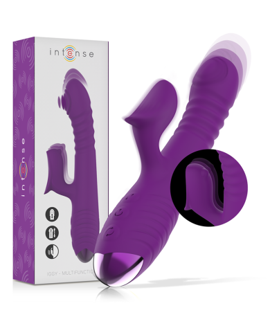 INTENSE IGGY VIBRADOR MULTIFUNCION RECARGABLE UP DOWN CON ESTIMULADOR DE CLITORIS MORADO