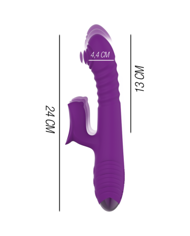 INTENSE IGGY VIBRADOR MULTIFUNCION RECARGABLE UP DOWN CON ESTIMULADOR DE CLITORIS MORADO