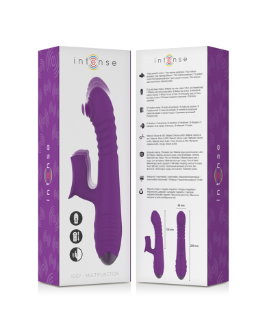 INTENSE IGGY VIBRADOR MULTIFUNCION RECARGABLE UP DOWN CON ESTIMULADOR DE CLITORIS MORADO