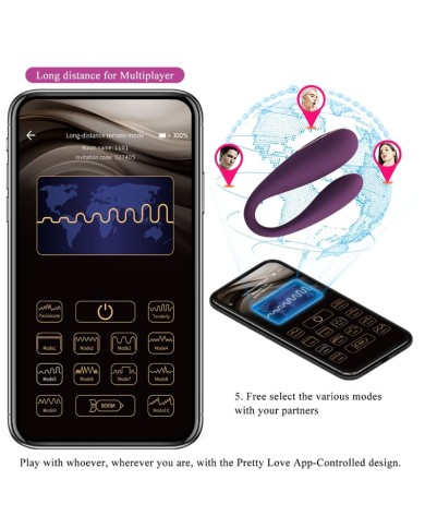 PRETTY LOVE AUGUST VIBRADOR DOBLE PLACER APP REMOTE