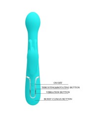 PRETTY LOVE DEJON VIBRADOR RABBIT 3 EN 1 MULTIFUNCION VERDE AGUA