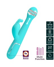 PRETTY LOVE DEJON VIBRADOR RABBIT 3 EN 1 MULTIFUNCION VERDE AGUA