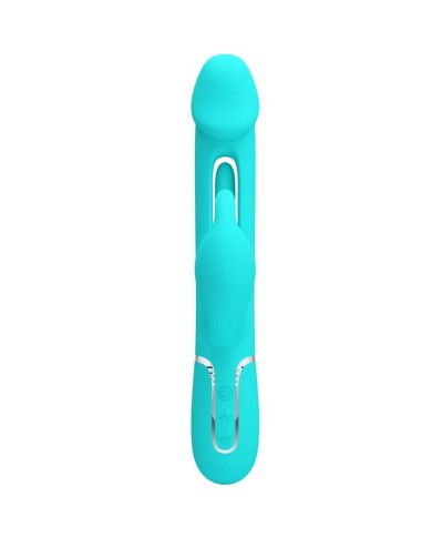 PRETTY LOVE KAMPAS VIBRADOR RABBIT 3 EN 1 MULTIFUNCION CON LENGUA VERDE AGUA