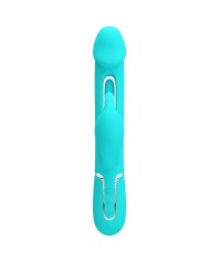 PRETTY LOVE KAMPAS VIBRADOR RABBIT 3 EN 1 MULTIFUNCION CON LENGUA VERDE AGUA