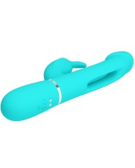 PRETTY LOVE KAMPAS VIBRADOR RABBIT 3 EN 1 MULTIFUNCION CON LENGUA VERDE AGUA