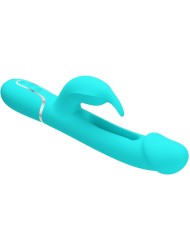 PRETTY LOVE KAMPAS VIBRADOR RABBIT 3 EN 1 MULTIFUNCION CON LENGUA VERDE AGUA