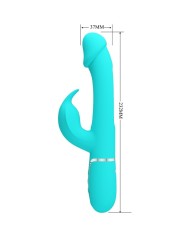 PRETTY LOVE KAMPAS VIBRADOR RABBIT 3 EN 1 MULTIFUNCION CON LENGUA VERDE AGUA