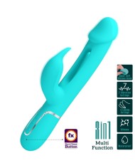 PRETTY LOVE KAMPAS VIBRADOR RABBIT 3 EN 1 MULTIFUNCION CON LENGUA VERDE AGUA