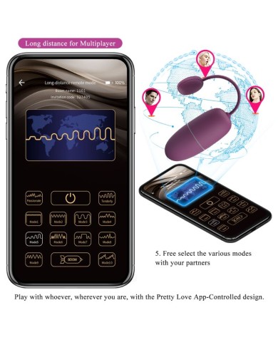 PRETTY LOVE NYMPH HUEVO VIBRADOR CONTROLADO POR APP LILA