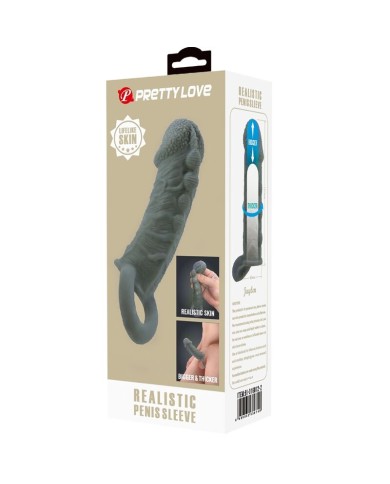 PRETTY LOVE FUNDA REALISTICA ALARGADORA Y RETARDANTE PARA PENE GRIS PRETTY LOVE FUNDA REALISTICA ALARGADORA Y RETARDANTE PARA PENE GRIS