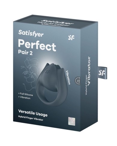 SATISFYER PERFECT PAIR 2 MULTIVIBRADOR 2 EN 1 ANILLO PARA PENE ESTIMULADOR DE DEDO GRIS