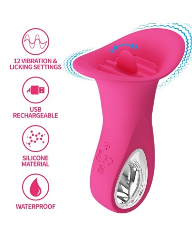 PRETTY LOVE CLYDE VIBRADOR ORAL LENGUA VIBRADORA 12 VIBRACIONES ROSA