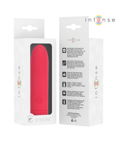 INTENSE SYMONE BALA VIBRADORA RECARGABLE POR USB 8 VIBRACIONES ROJO 10 X 22 CM