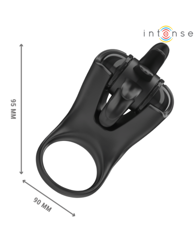 INTENSE MABEL ANILLO VIBRADOR 10 VIBRACIONES CON ESTIMULADOR DE CLITORIS NEGRO INTENSE MABEL ANILLO VIBRADOR 10 VIBRACIONES CON ESTIMULADOR DE CLITORIS NEGRO