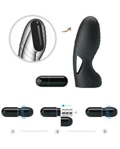 PRETTY LOVE ALAN VIBRADOR DE DEDO SILICONA NEGRO