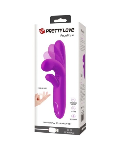 PRETTY LOVE ANGELIQUE VIBRADOR MULTIFUNCION ESTIMULADOR DE CLITORIS MORADO