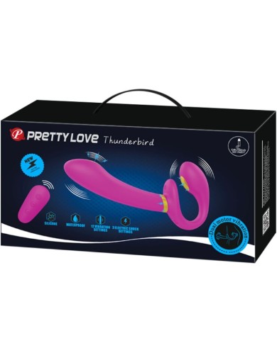 PRETTY LOVE THUNDERBIRD VIBRADOR DOBLE STRAP ON CONTROL REMOTO MORADO