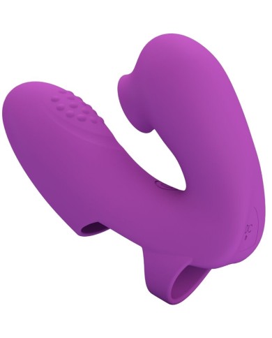 PRETTY LOVE ATHENA VIBRADOR DE DEDO CON ESTIMULADOR CLITORIS MORADO