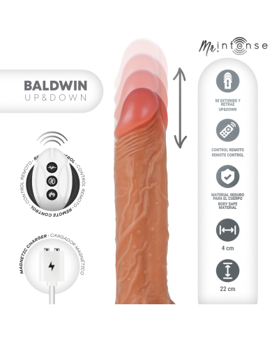 MR INTENSE BALDWIN REALISTICO MULTIFUNCION CON VIBRACION UP AND DOWN CONTROL REMOTO 22 CM O 4 CM