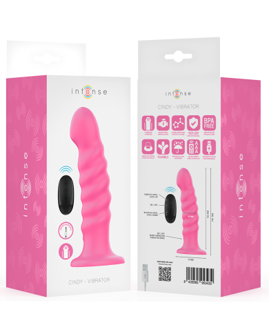 INTENSE CINDY VIBRADOR TALLA L DISENO EN ESPIRAL 10 VIBRACIONES ROSA CONTROL REMOTO