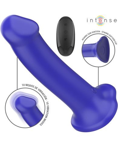 INTENSE VICTORIA VIBRADOR CON VENTOSA 10 VIBRACIONES AZUL OSCURO CONTROL REMOTO