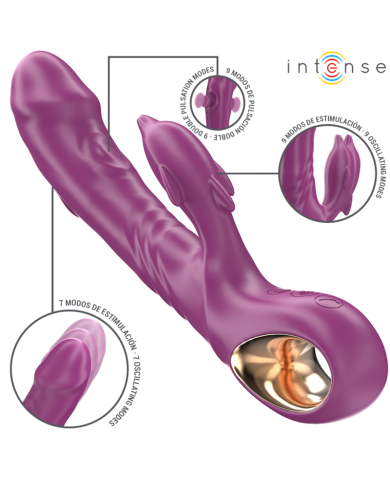 INTENSE HALLE VIBRADOR MULTIFUNCION CON LENGUA ESTIMULADORA EN FORMA DE DELFIN MORADO