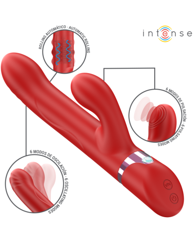 INTENSE LELE VIBRADOR MULTIFUNCION ROTATORIO OSCILACION ESTIMULACION ROJO