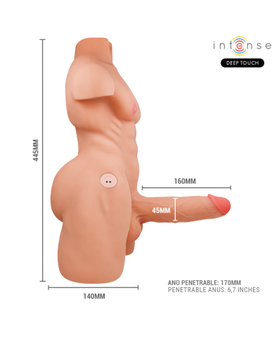INTENSE DEEP TOUCH MARTY TORSO CON ANO Y DILDO REALISTICO CON EMPUJE Y VIBRACION CONTROL REMOTO 62 KG