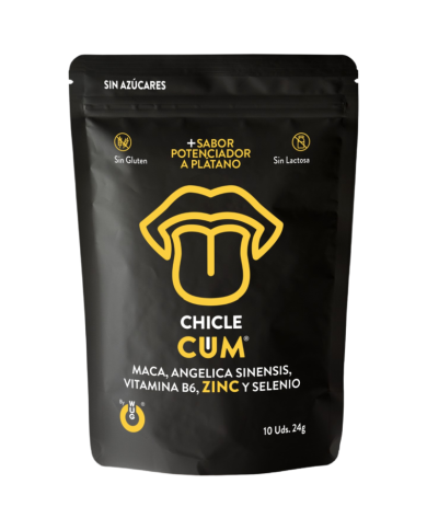 WUG CUM Chicle funcional con sabor a platano para potenciar la fertilidad vitalidad y energia masculina