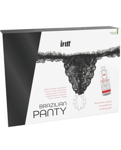 INTT RELEASES PANTY BRASILENA NEGRA CON PERLAS Y GEL LUBRICANTE 50 ML