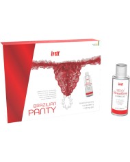 INTT RELEASES PANTY BRASILENO ROJA CON PERLAS Y GEL LUBRICANTE 50 ML