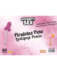DIABLO GOLOSO 50 PIRULETAS PENE GIN TONIC FRESA 10 ALCOHOL