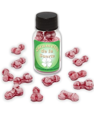 DIABLO PICANTE 12 CARAMELOS DE LA SUERTE FORMA PENE FRESA CEREZA