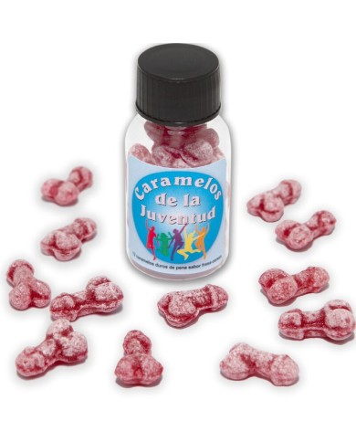 DIABLO PICANTE 12 CARAMELOS DE LA JUVENTUD FORMA PENE FRESA CEREZA