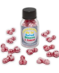 DIABLO PICANTE 12 CARAMELOS DE LA SALUD DINERO AMOR FORMA PENE FRESA CEREZA