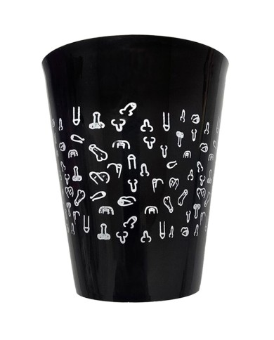 DIABLO PICANTE VASO NEGRO 500 ML CON PENES BLANCOS