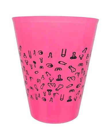 DIABLO PICANTE VASO FUSCIA 500 ML CON PENES NEGROS